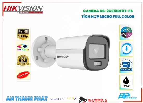 Lắp camera wifi giá rẻ DS-2CE10DF0T-FS Camera Thân Thu âm COLORVU, camera DS-2CE10DF0T-FS giá rẻ, DS-2CE10DF0T-FS tích hợp full color, DS-2CE10DF0T-FS có micro thu âm, DS-2CE10DF0T-FS giá rẻ, Giá camera DS-2CE10DF0T-FS, 